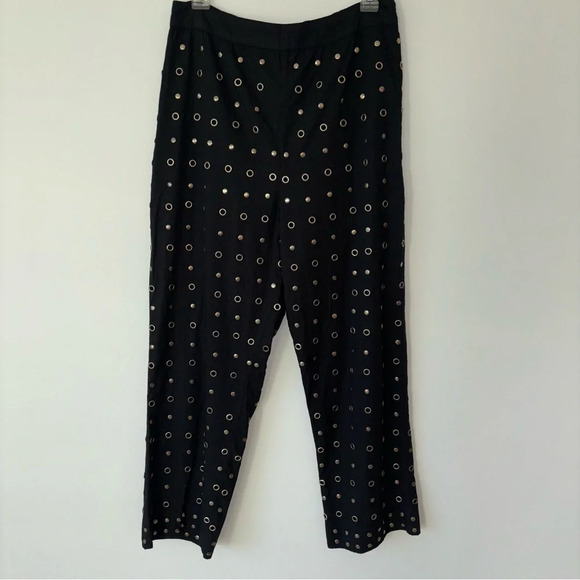 Lovers and Friends Conor Grommet Studded Metal Embellished Black Pant Edgy - Picture 4 of 12